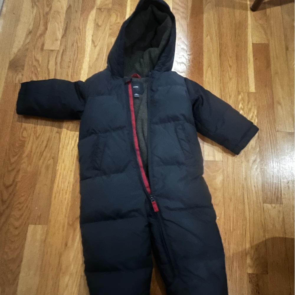 GAP Kids Black Puffer Coat with Red Accents